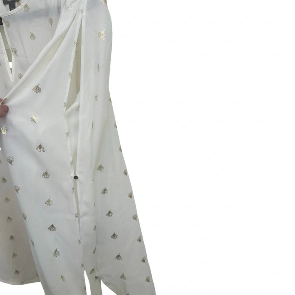 NWT! The Limited Sheer White w/ Gold Blouse w/ open panel sleeves in size Large - Picture 4 of 8